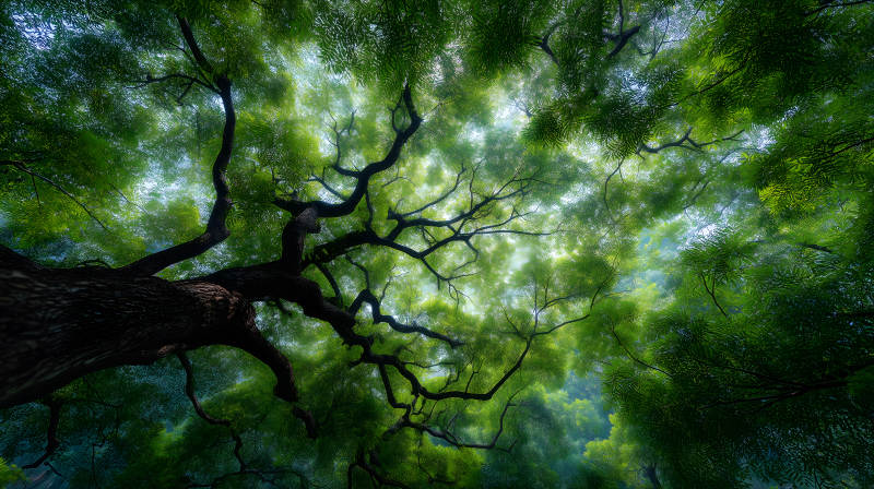 森林樹冠仰視視角-圖片