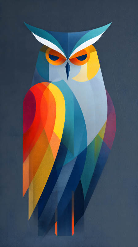 幾何風格貓頭鷹插畫-圖片