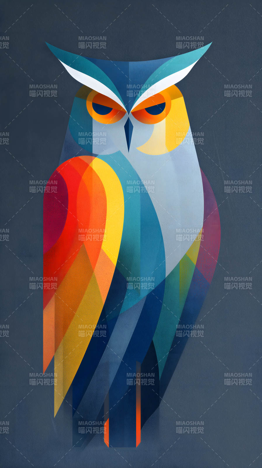 幾何風(fēng)格貓頭鷹插畫-圖片