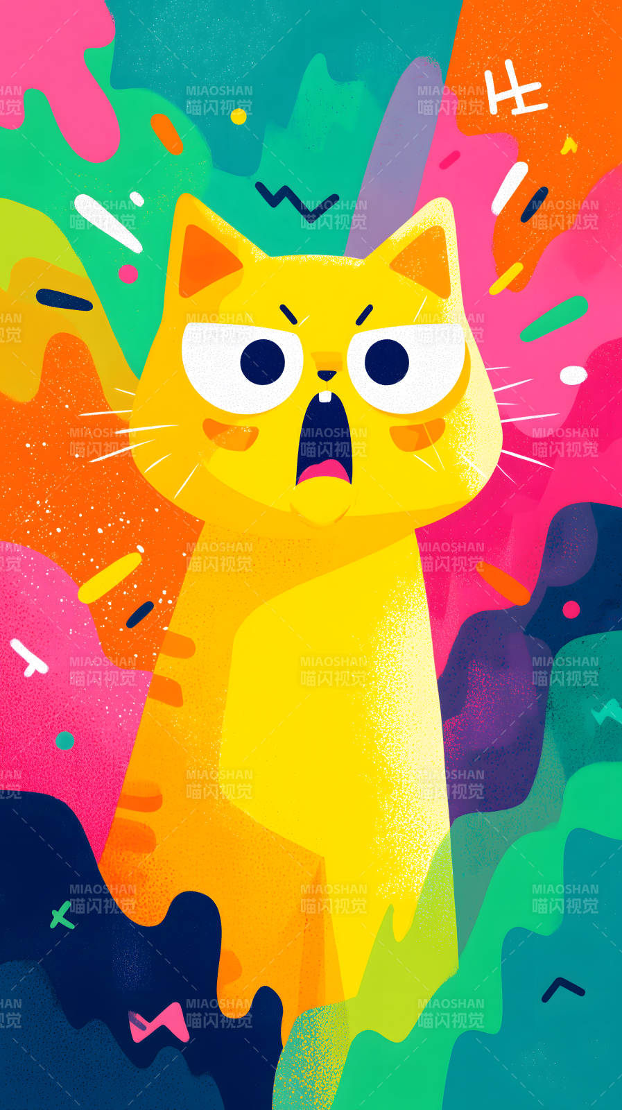 憤怒貓咪卡通藝術-圖片