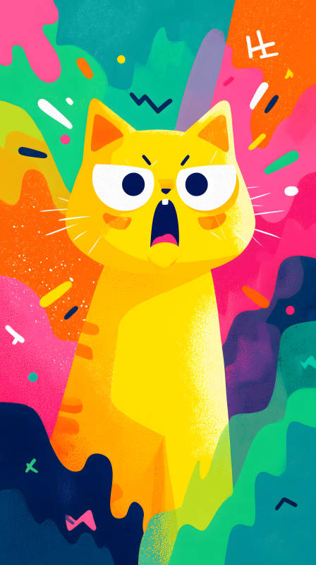 憤怒貓咪卡通藝術(shù)-圖片