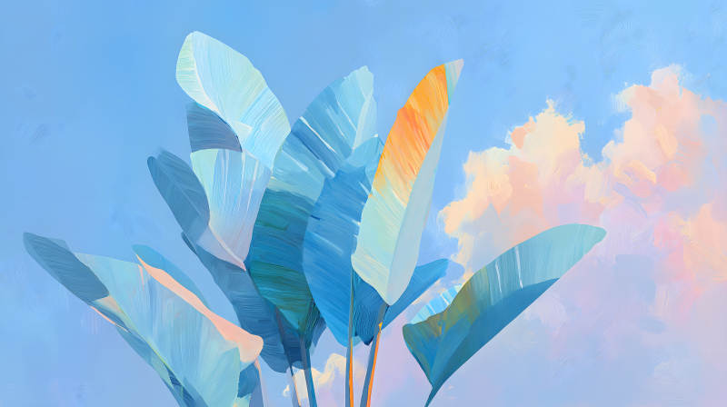 蓝叶衬彩云-图片