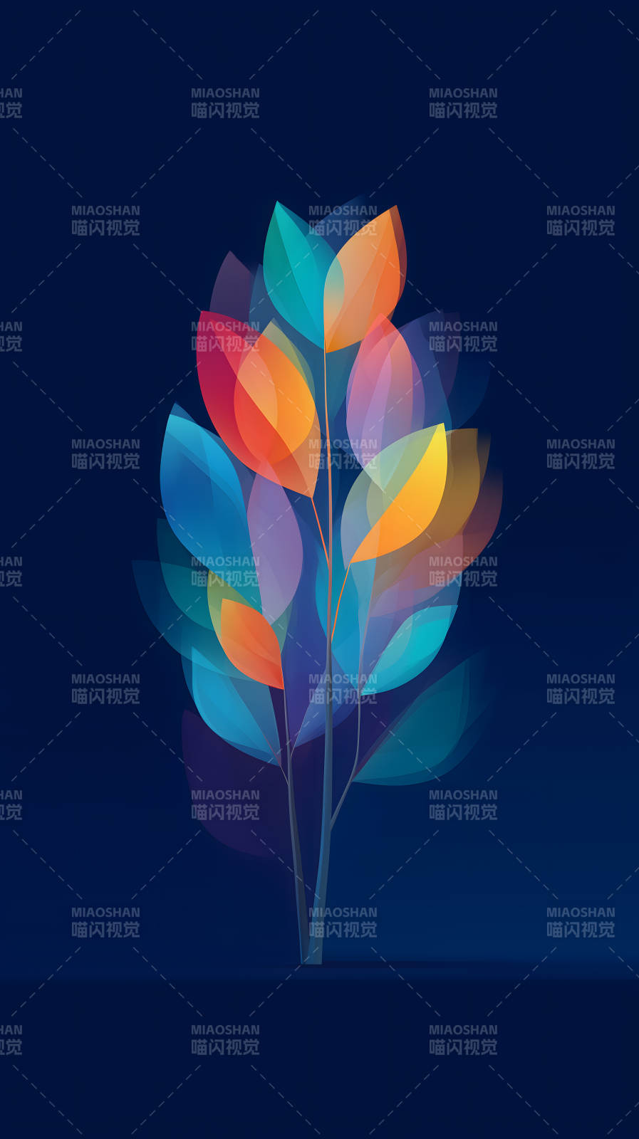 抽象树叶设计渐变色彩-图片