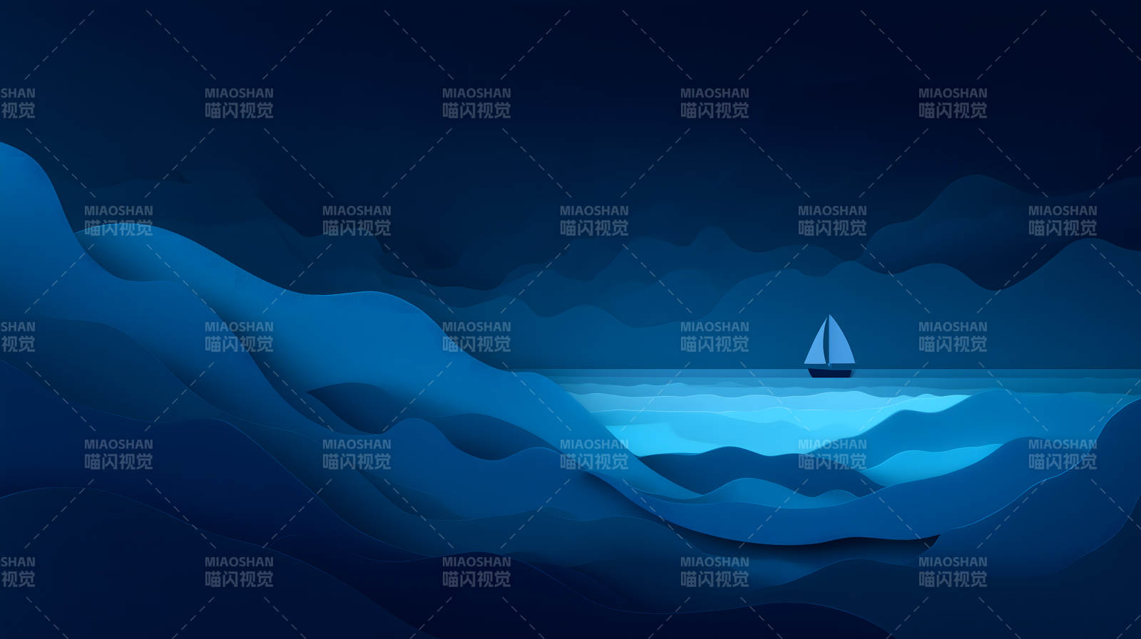 夜色航行孤帆远航-图片