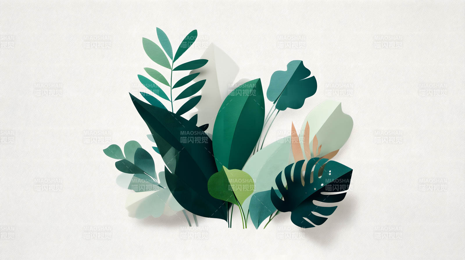 叶片组合清新唯美-图片