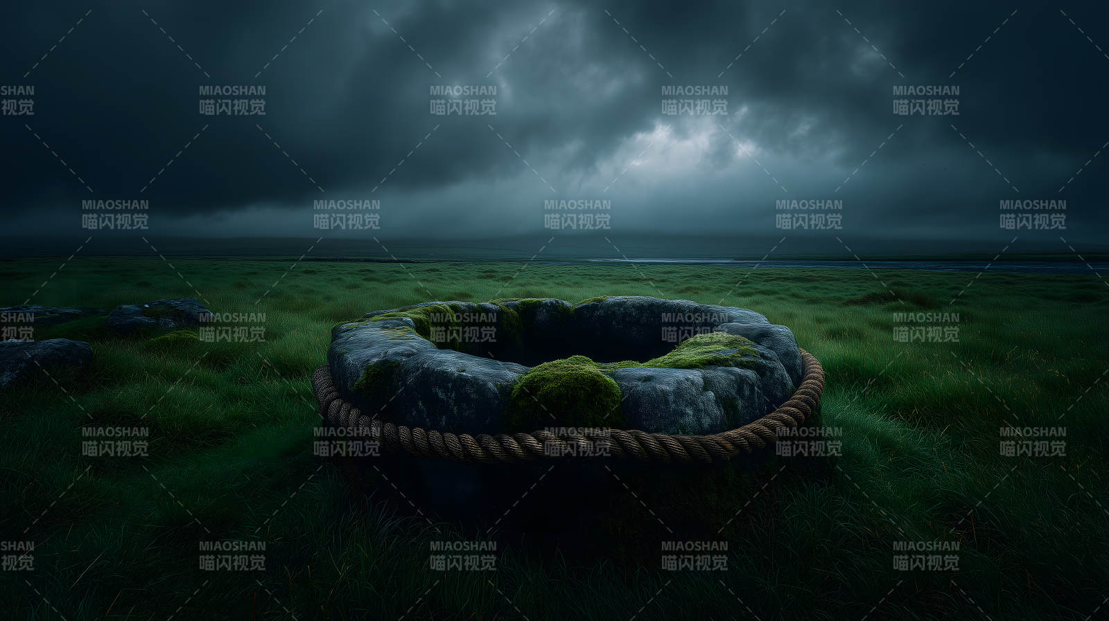 荒凉古井阴云密布-图片