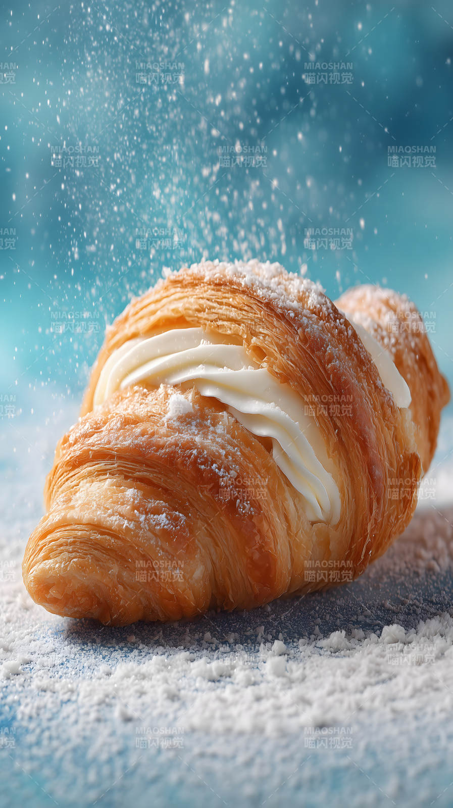 奶油牛角包撒粉-图片