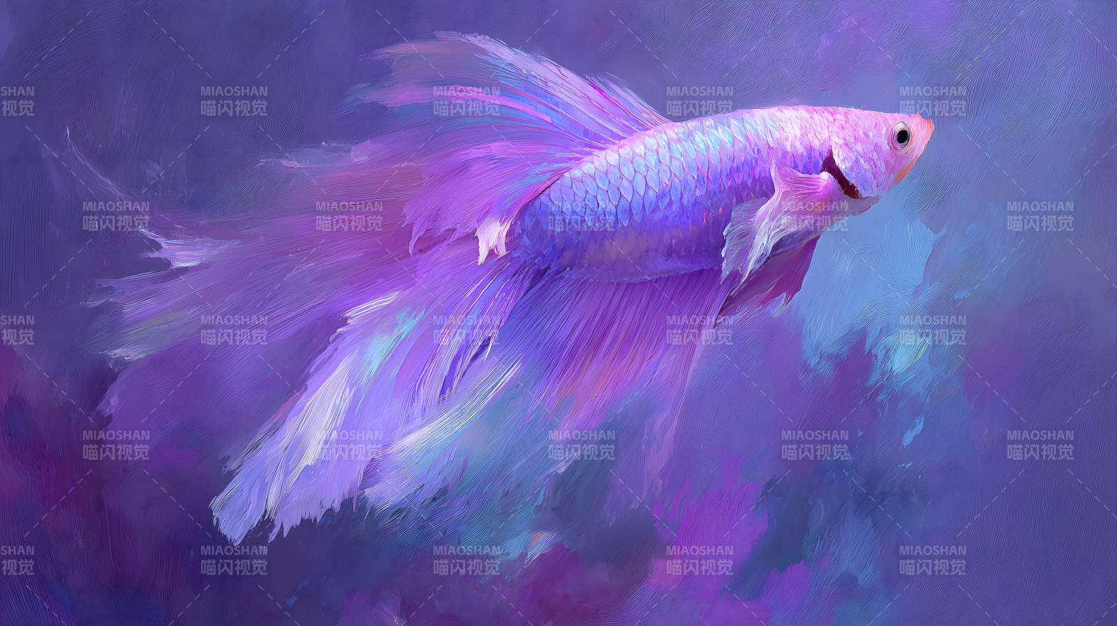 華麗的紫色斗魚暢游-圖片