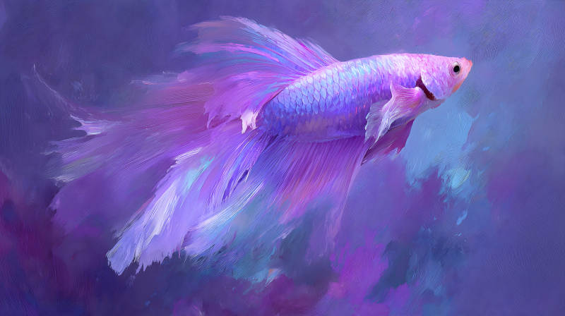 华丽的紫色斗鱼畅游-图片