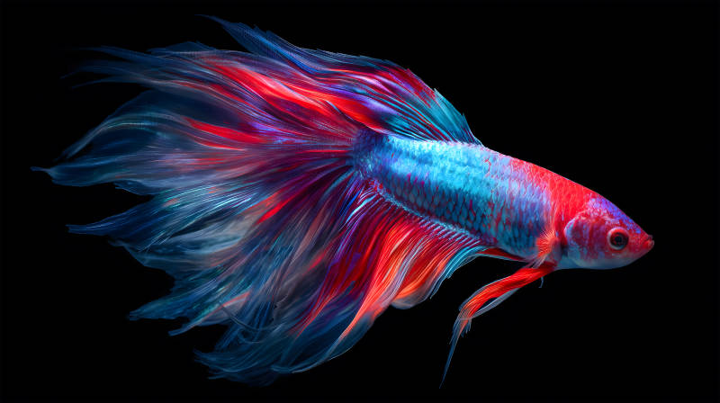 彩色斗鱼在黑色背景下-图片