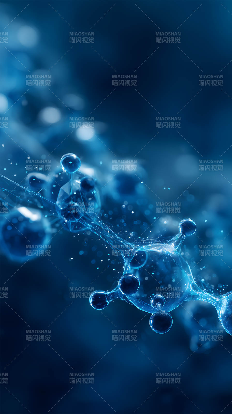 蓝色分子结构图-图片