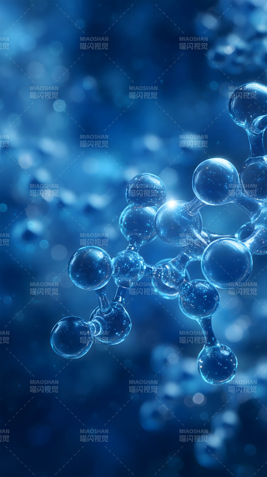 蓝色分子结构图-图片