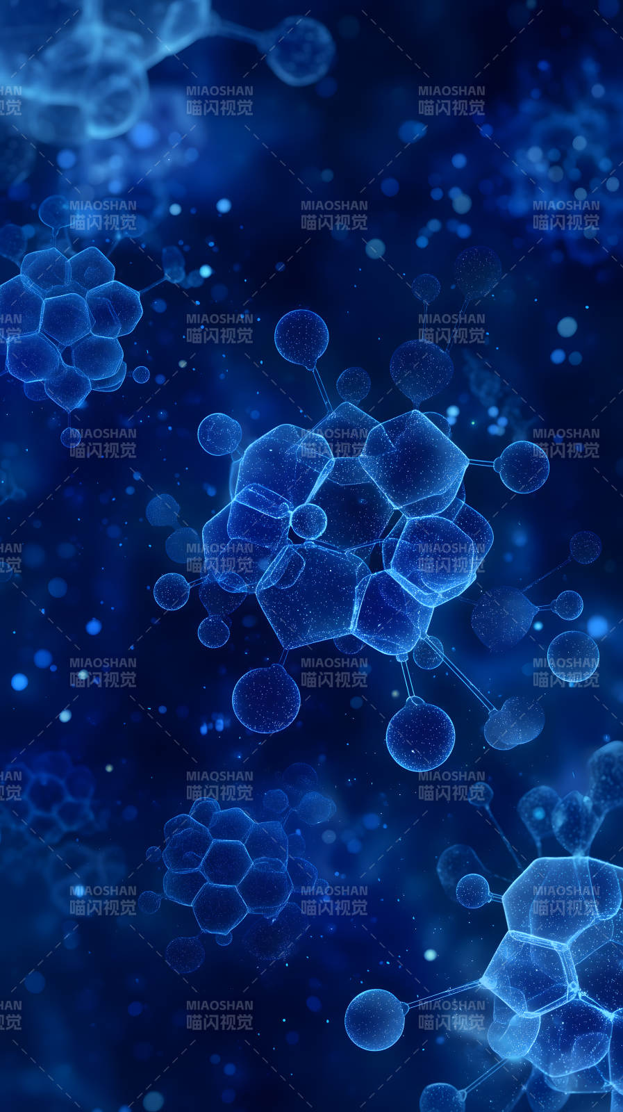 蓝色分子结构图-图片