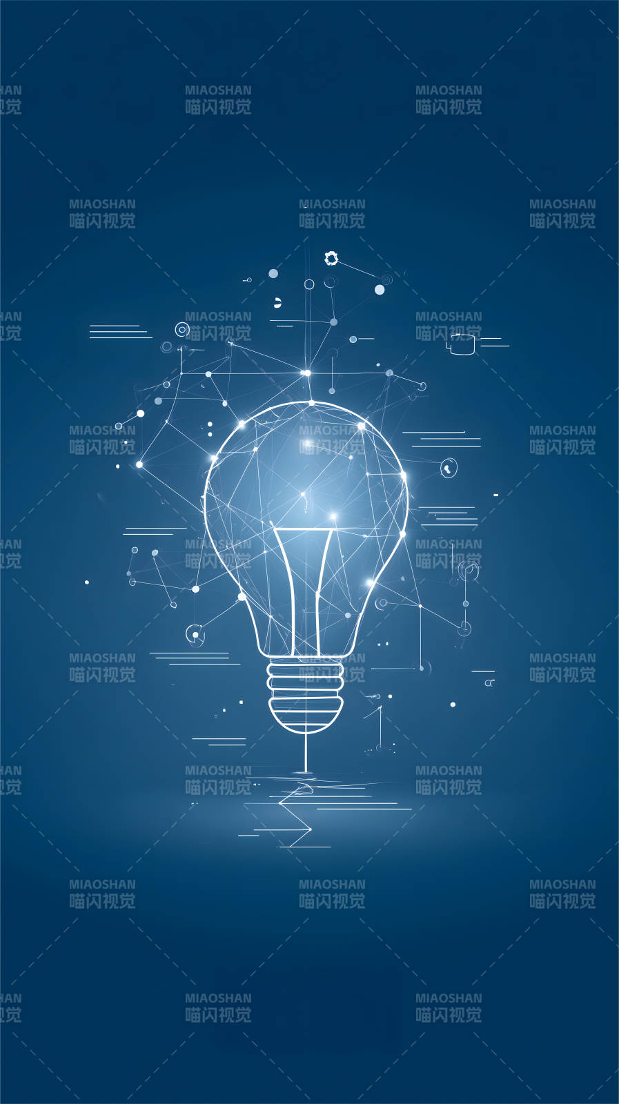 科技创意灯泡蓝图-图片