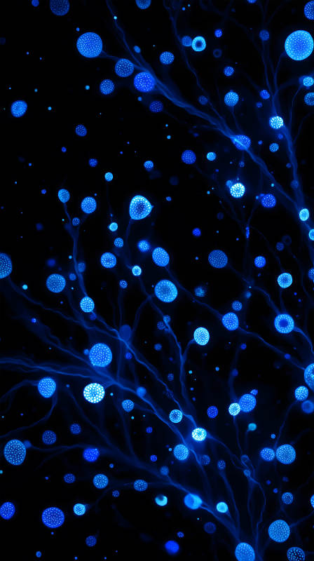 蓝色光球绽放黑夜-图片