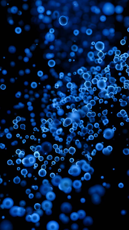 蓝色的光晕泡泡悬浮空中-图片