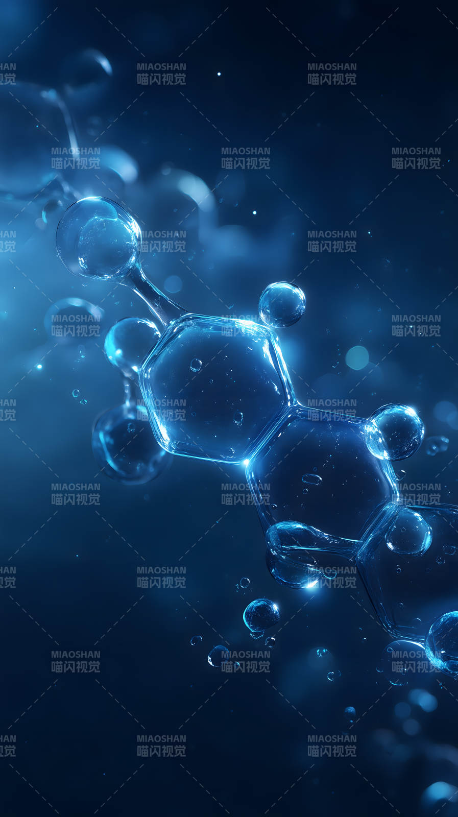 分子结构蓝色梦幻-图片