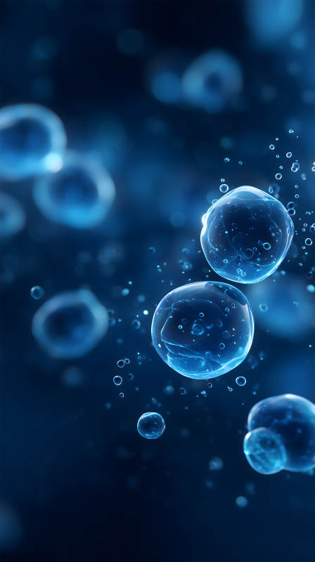 蓝色水泡悬浮质感-图片