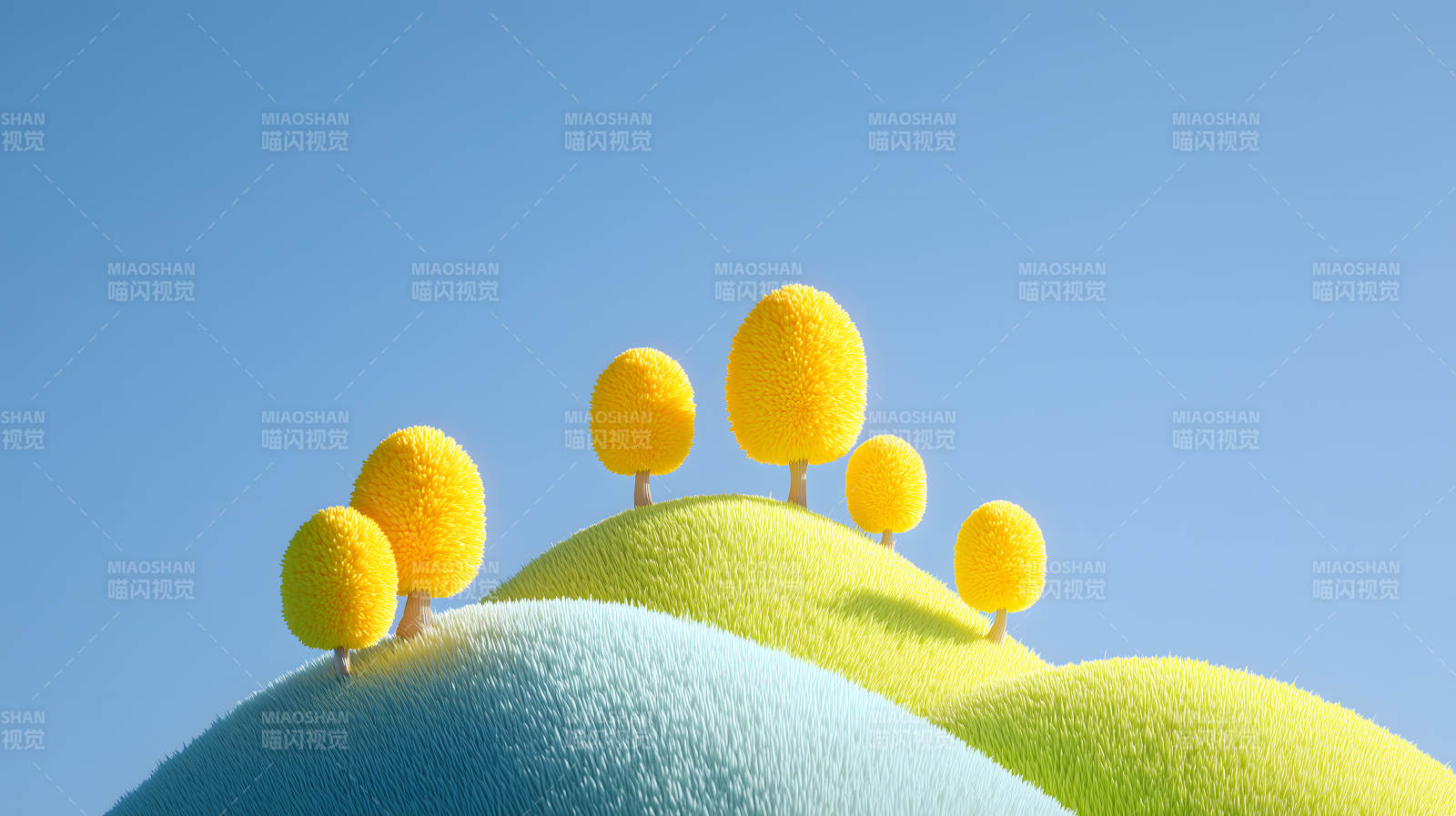 卡通山丘与树木-图片