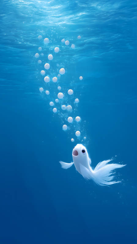 深海魚吐泡泡-圖片