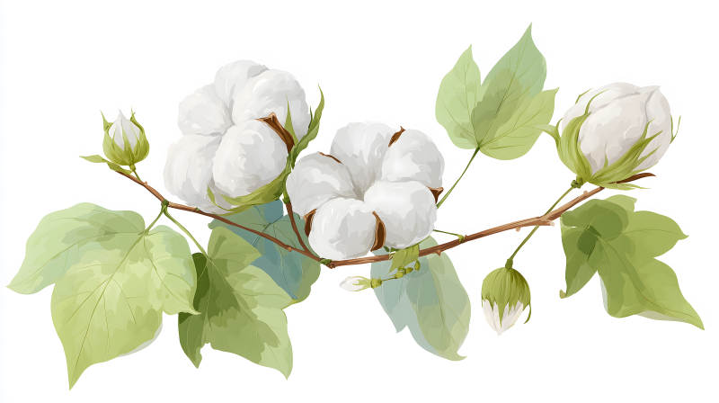 棉花水彩画清新自然-图片