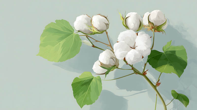 棉花枝条水彩画风格-图片