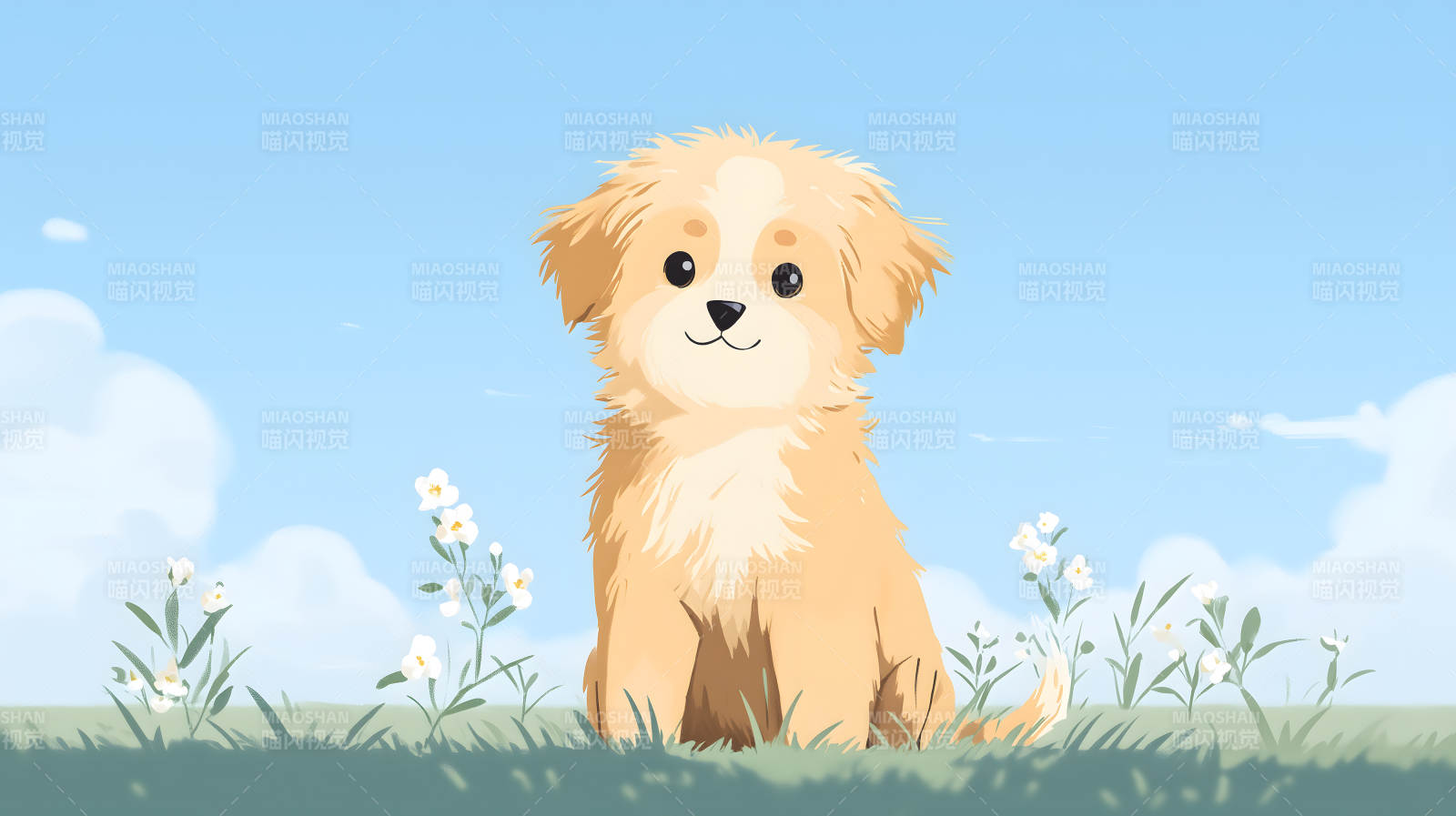 可爱小狗在草地上-图片