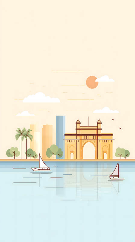 孟買風(fēng)景簡約插畫-圖片