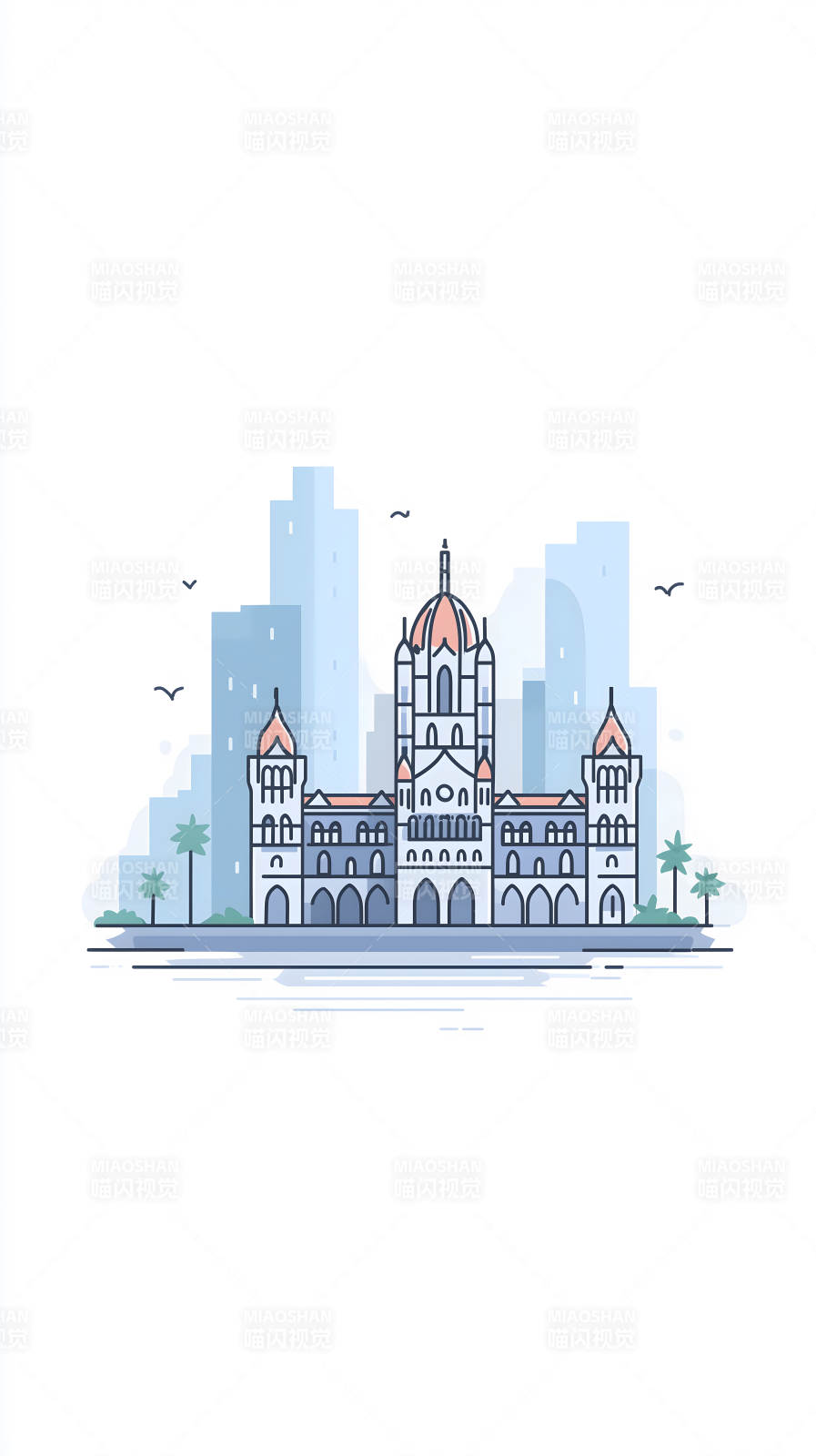 孟买维多利亚车站矢量图-图片