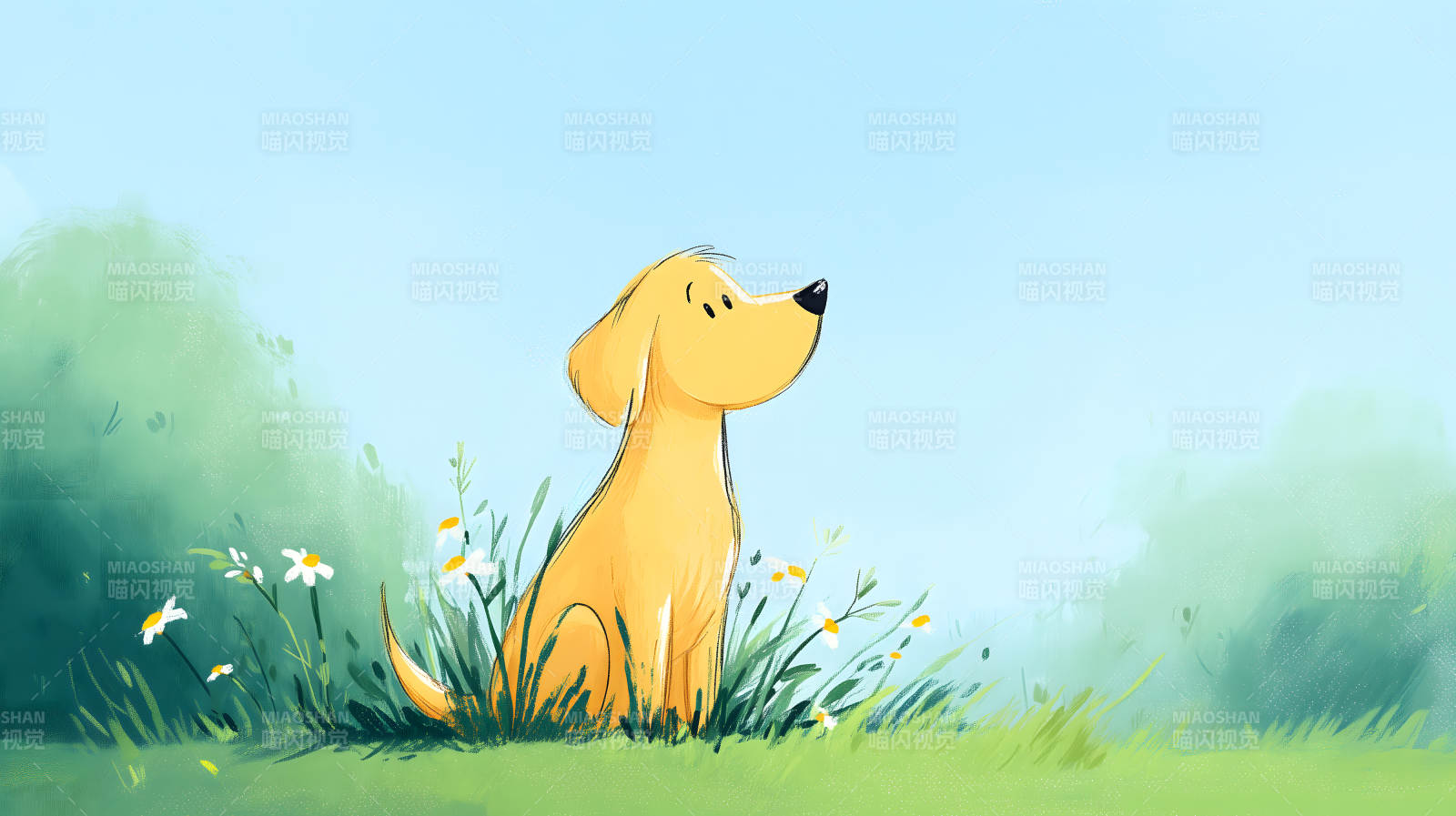 狗狗仰望蓝天-图片