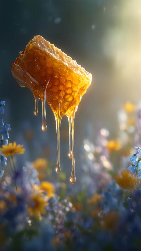 蜂蜜滴落花叢-圖片