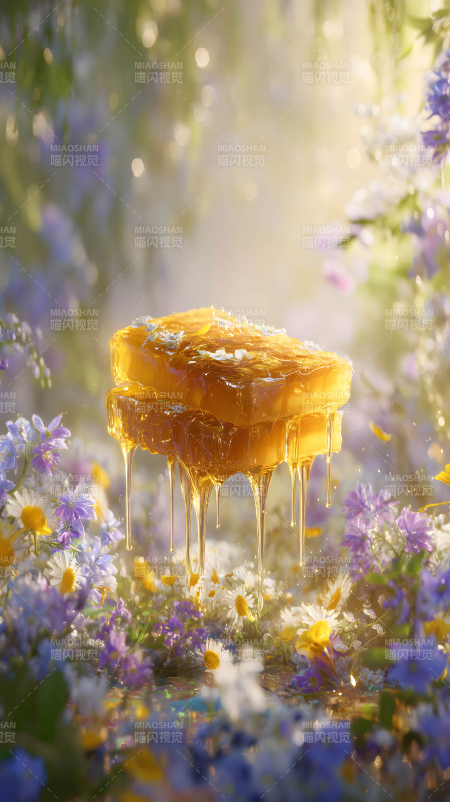 蜂巢鮮花陽光美好-圖片