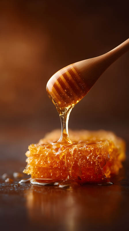 蜂蜜滴落蜂窩特寫-圖片