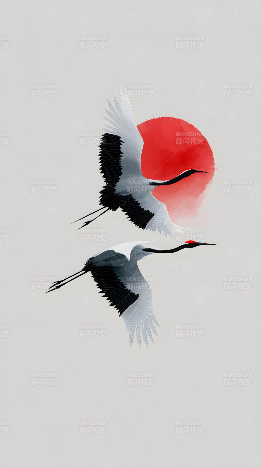 飛鶴旭日?qǐng)D-圖片