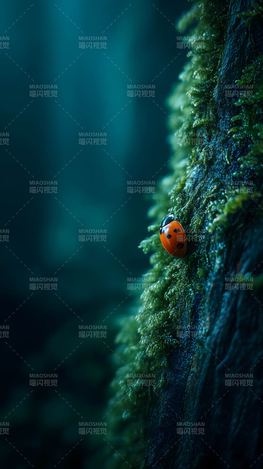 瓢虫苔藓世界宁静-图片