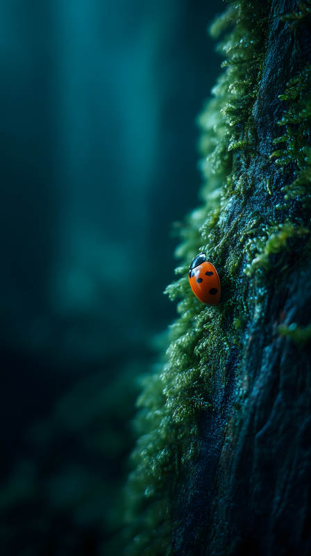 瓢虫苔藓世界宁静-图片