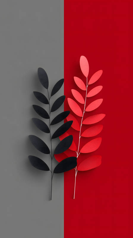 黑红对比叶子-图片