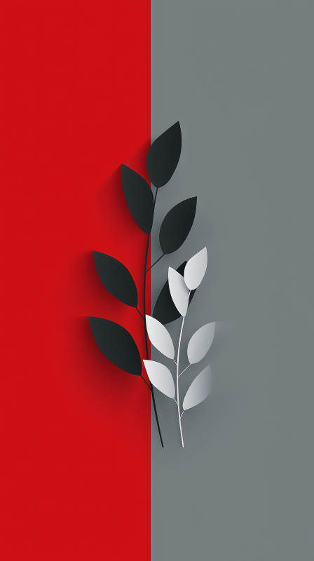 红灰简约植物-图片