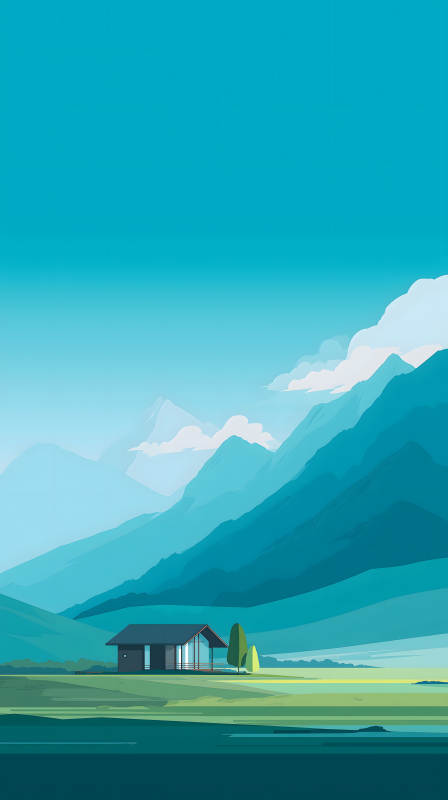 寧靜山居風景畫-圖片