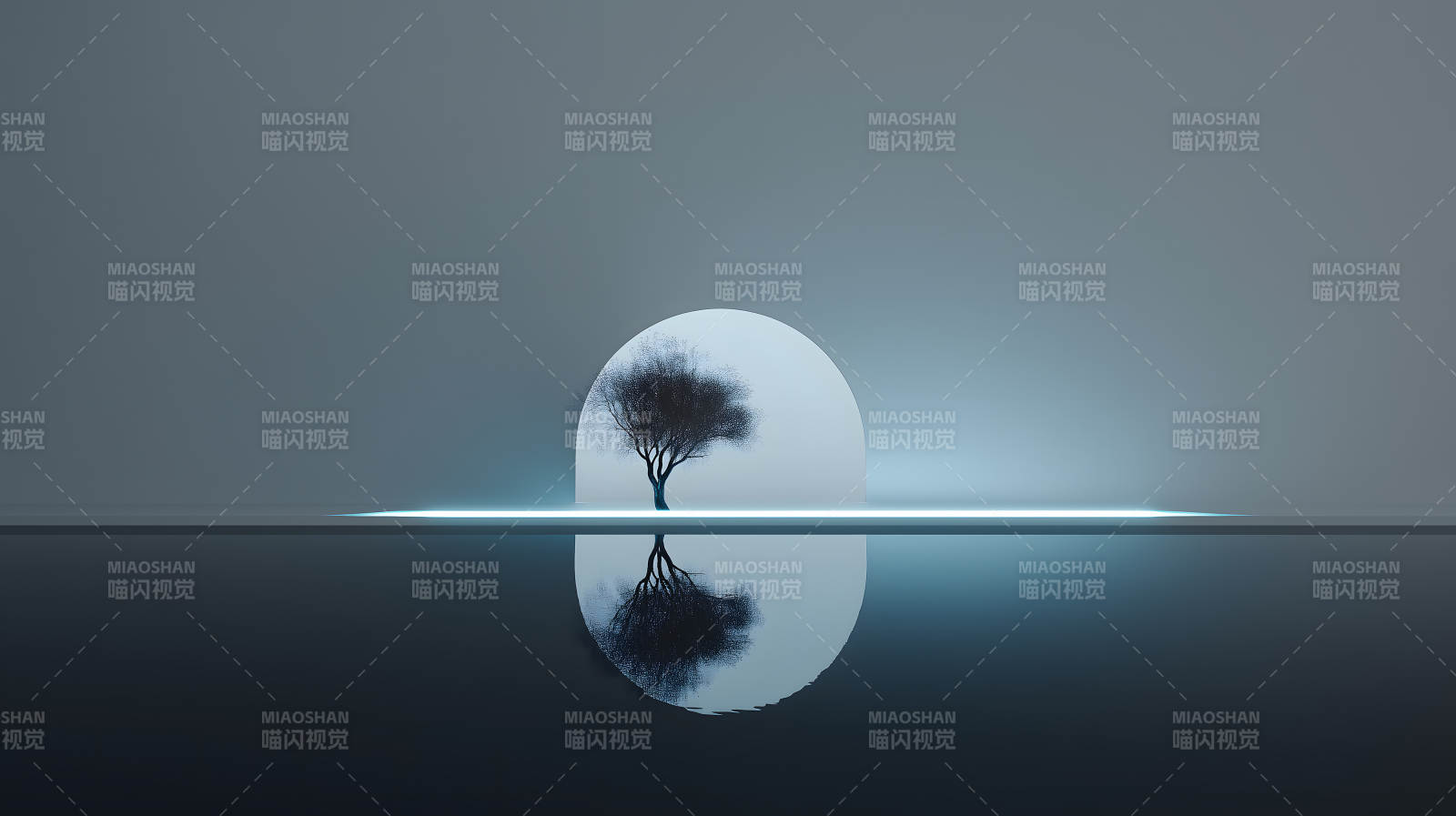 树影倒映虚幻世界-图片