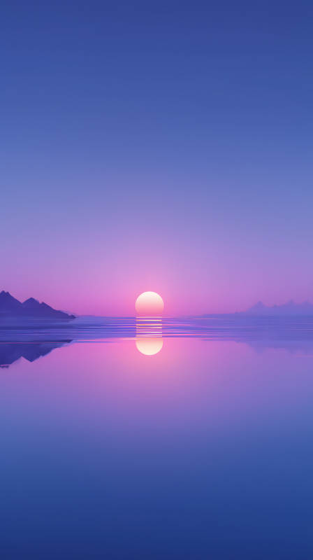 夕陽湖景唯美倒影-圖片