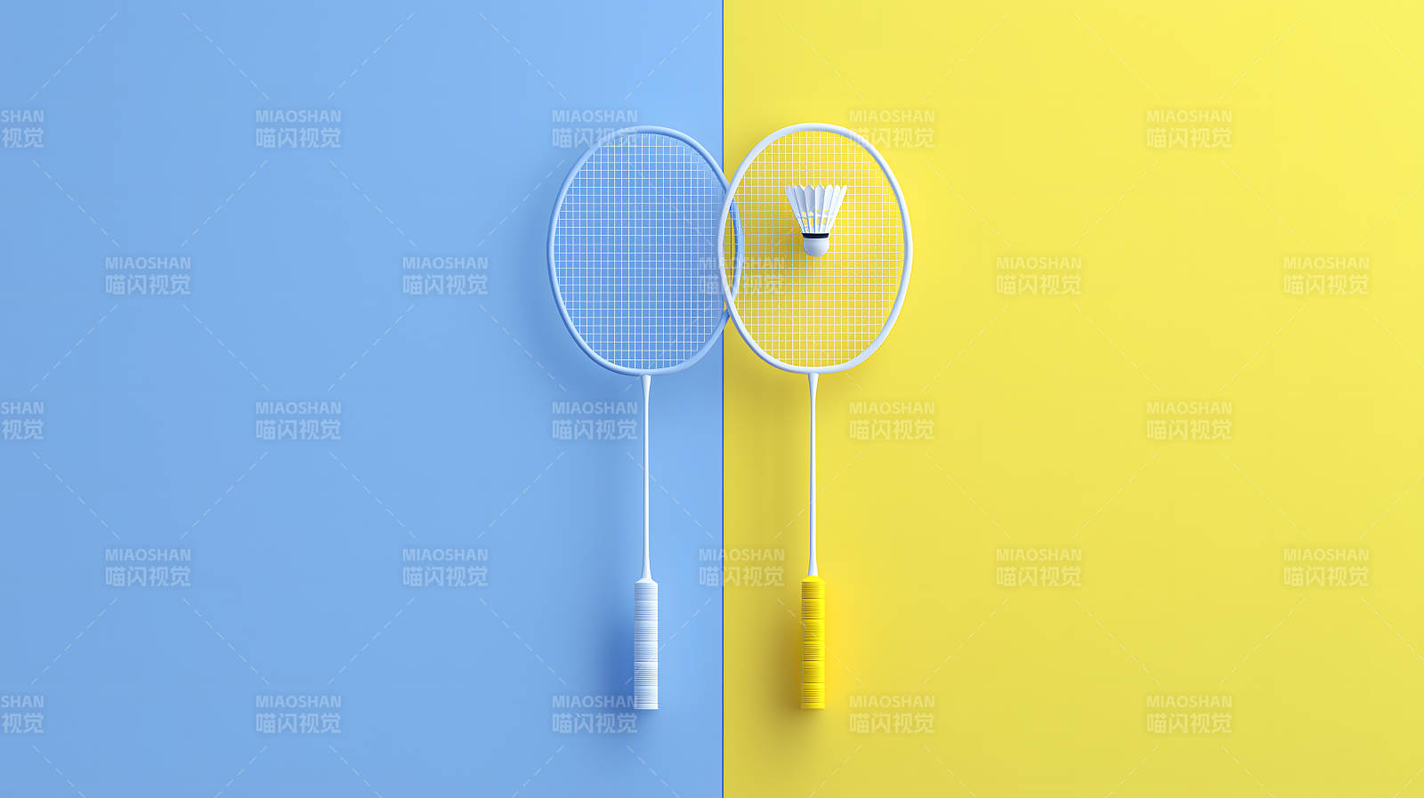 蓝黄羽毛球拍-图片