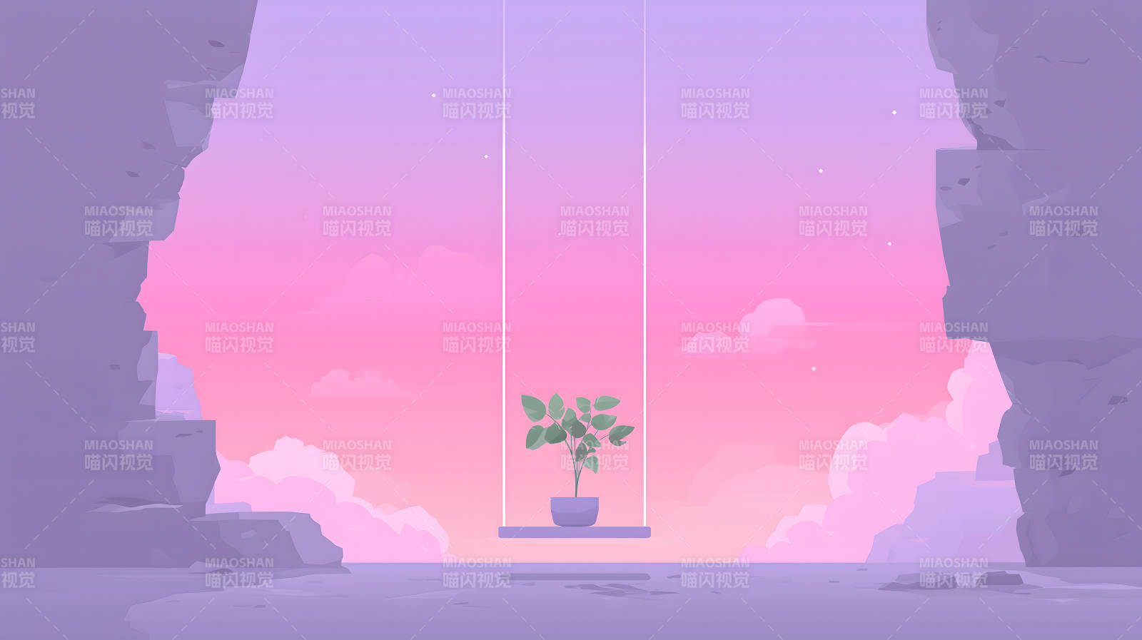 盆栽秋千粉色天空-圖片