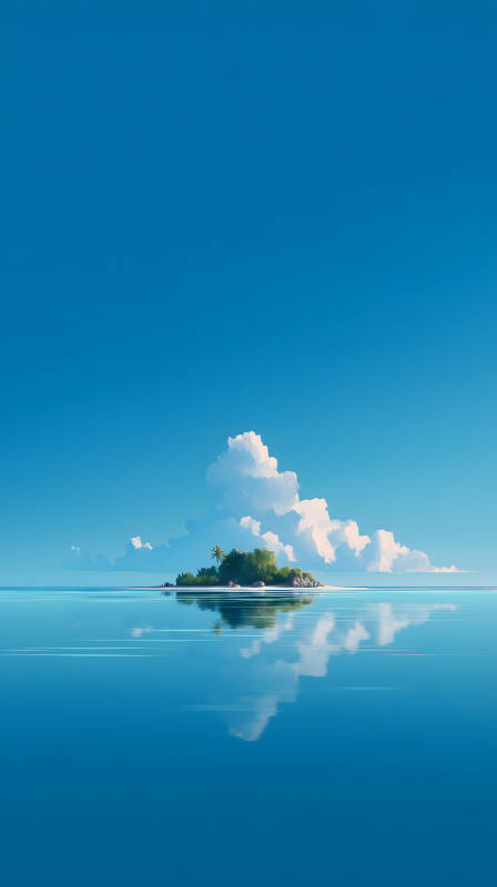 孤岛宁静海面风光-图片