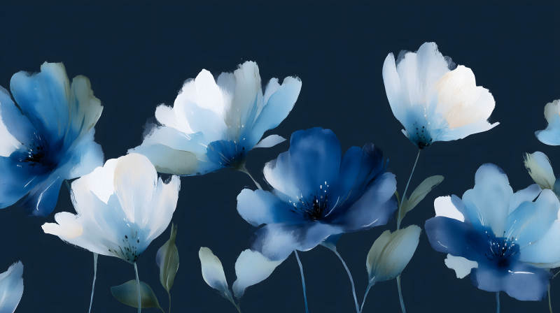 水彩花朵幽静美好-图片