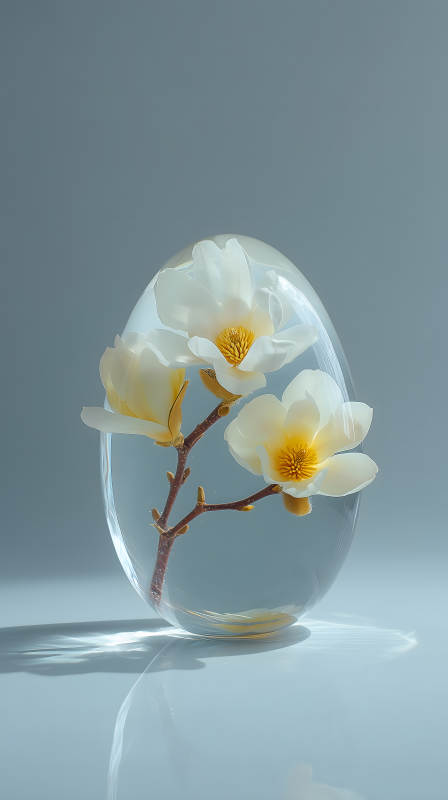 花在蛋中攝影-圖片