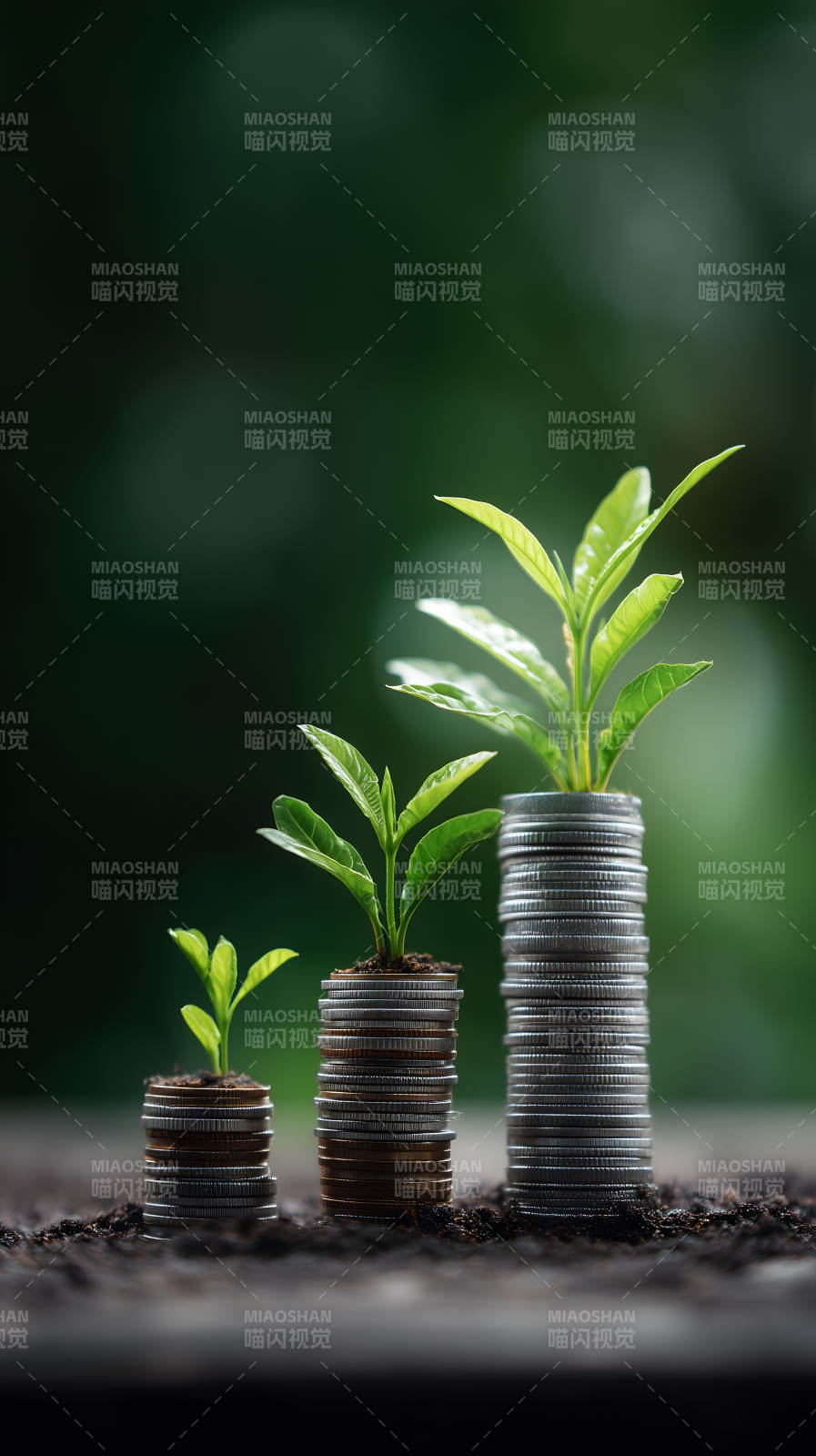 硬币上的绿植生长-图片