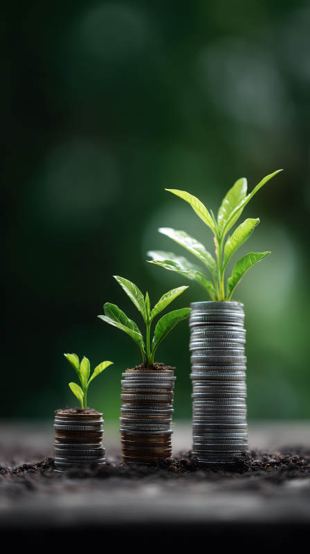 硬币上的绿植生长-图片
