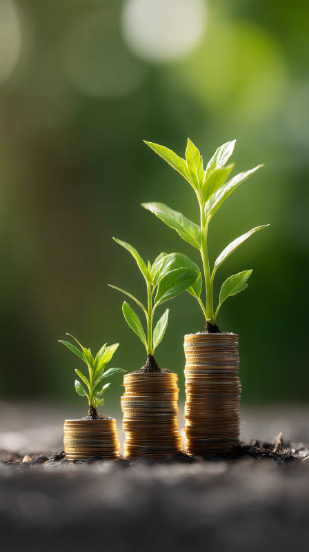 硬币上的绿植生长-图片