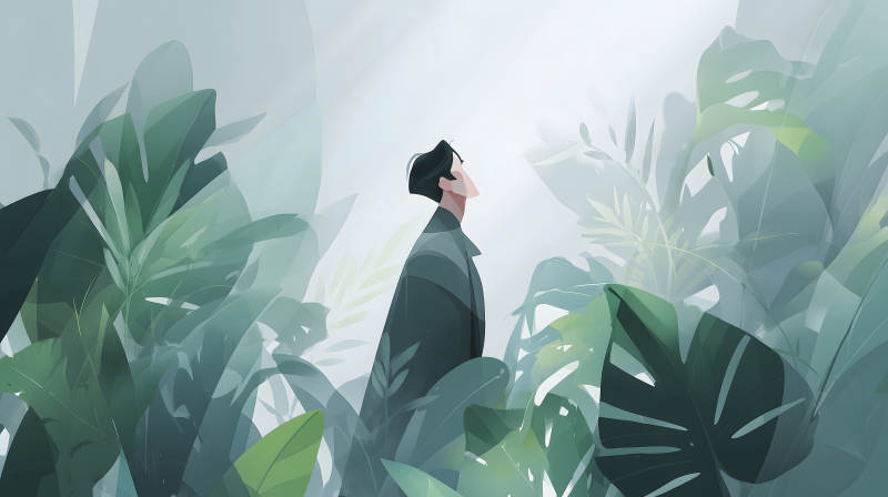 静谧绿植下的凝望-图片